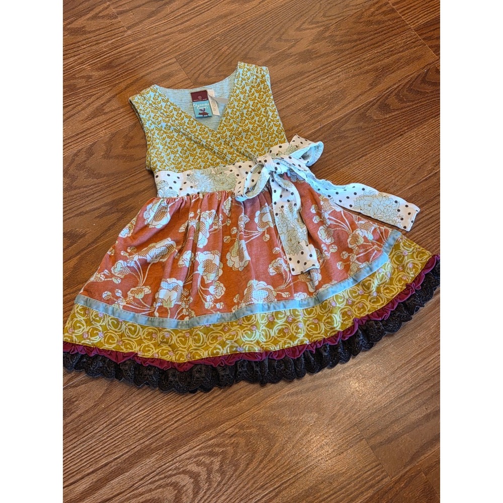 Matilda Jane Character Counts Girls Mixed Floral Tiered Ruffle Knot Dress Size 2
